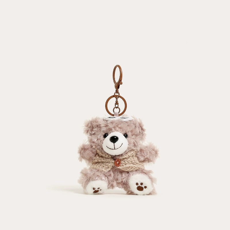 Khaki Sweater Brown Sunglasses Bear Pendant