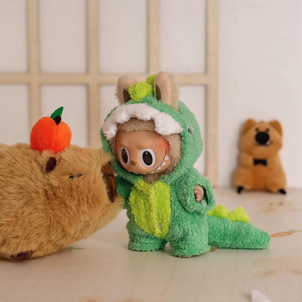 Green Dino Plush Costume for 17 cm Dolls.