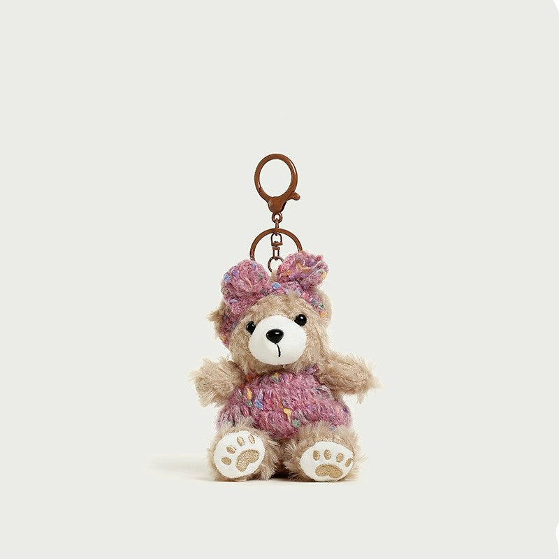 Rose pink woolensuit little brown bear pendant